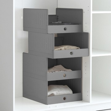 OLIVING 韓國製造多功能模組抽拉式收納箱  4個  L(38 x 42 x 21cm)  灰色