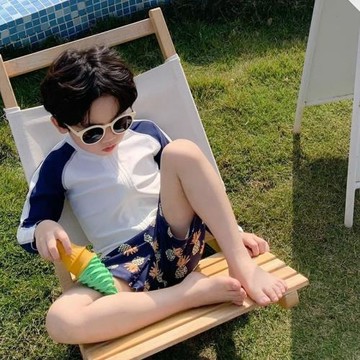 兒童分體泳衣男童寶寶游泳衣中小童海邊沙灘洋氣防曬速干泳裝套裝