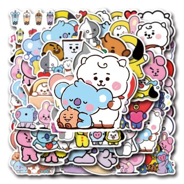 ❤️在臺好貨❤️55張BT21防彈少年團創意貼紙裝飾筆記本卡通可愛手機手賬防水貼紙