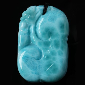 天然無優化海紋石吊墜  大規格海藍龜背紋收藏級精雕拉利瑪吊墜