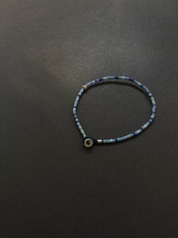 另一種藍 靈感創作冷淡風藍色系做舊復古925銀扣極細可疊戴手鏈