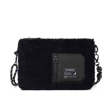 KANGOL 毛絨大側包 黑