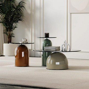 茶几/邊桌 台灣公司免運 法式極簡奶油風創意玻璃圓形茶幾組合家用客廳小戶型高級感茶桌公司貨L39L