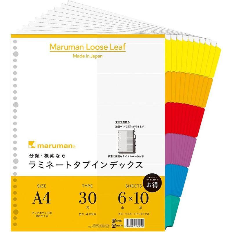 マルマン インデックス A4 幅広 30穴 (2穴対応) インデックスシート 6山 10組 1冊 LT3006F