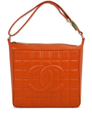 CHANEL Pre-Owned - 2003 Choco Bar shoulder bag - women - Lambskin - One Size - Orange
