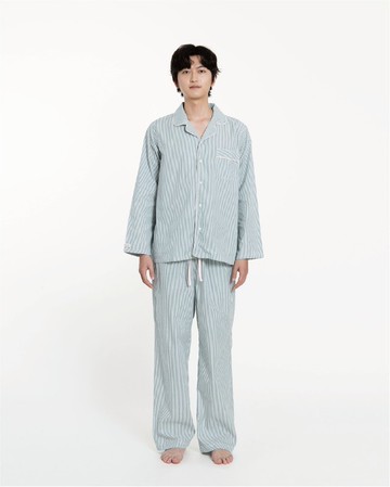 好關係 HAOKUANXI | 睡衣/家居服組合-綠白條紋-長褲組合