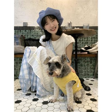 白色花邊連衣裙疊穿藍色格子網紗半身裙夏日絕美穿搭旅游度假套裝