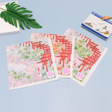 京都手帕 -友禪刺繡系列-伏見稻荷(粉/藍/橘)