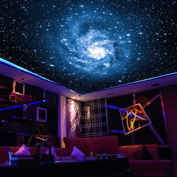 藍色星空夢幻太空壁畫宇宙墻壁紙夜光銀河酒吧臥室吊頂天花板墻紙
