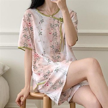 【韓國K.W.】現貨新古典青禾棉稠涼爽套裝家居服睡衣