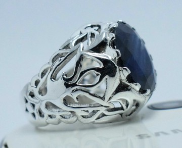 男款藍寶石戒指，男款藍寶石戒指，克什米爾藍寶石純銀戒指