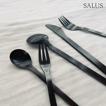 現貨 日系簡約刀叉湯匙 黑色不鏽鋼餐具 日本製  SALUS 燕三條｜叉子 小湯匙 刀叉 攪拌匙 咖啡匙 日本進口