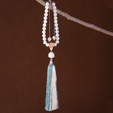 白玉菩提子汽車掛飾蓮花大流蘇文藝唯美掛件男女士吊墜轎車內裝飾