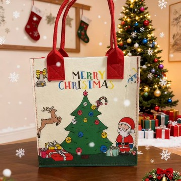 【臺灣-出貨】聖誕節禮物毛氈禮品袋手提袋公司禮品袋卡通聖誕老人蘋果袋 IOYM