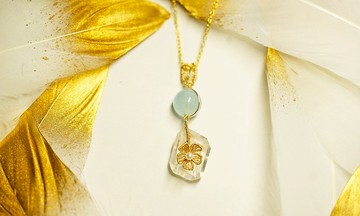 純手工14k包金繞線海藍寶項鍊