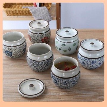 ✪青花瓷隔水燕窩燉盅小湯盅家用陶瓷內膽燉碗瓦罐湯罐餐飲燉罐