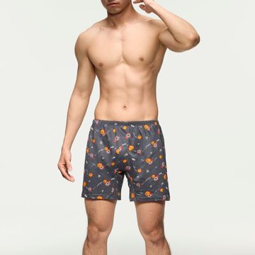 Mr. DADADO-閃耀灌籃 M-3L印花四角男內褲(灰) 天然絲光棉-吸濕排汗-GHQ519GY