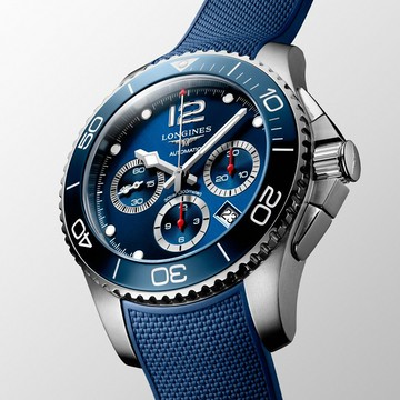 LONGINES 浪琴 深海征服者浪鬼陶瓷計時潛水機械錶-藍/43mm L38834969