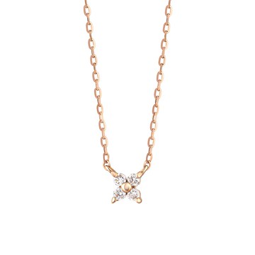 【Pinkoi會員日推薦】10K 鑽石迷你花朵項鍊 (玫瑰金)