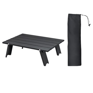 comet 超輕量露營置物桌 附收納袋  迷你(42 x 7.2~29 x 6~12.5cm)  42cm  黑色