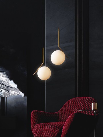 北歐臥室床頭燈輕奢網紅島臺餐廳燈單頭店鋪櫥窗玻璃球飄窗小吊燈