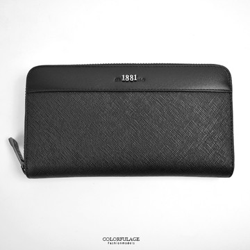 真皮長夾 雅痞黑色LOGO手提包【NWD4】