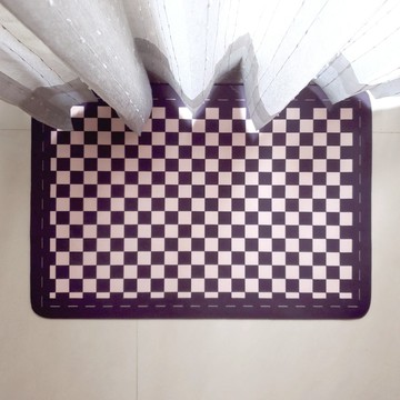 【寢室安居】軟式珪藻土吸水地墊-40x60-黑白棋盤（米白）_廠商直送