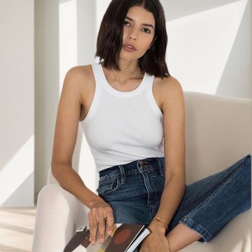 tote高端北歐小眾修身螺紋坦克工字背心女吊帶打底有機棉彈力內搭