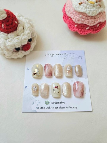 手工穿戴甲 /  璀璨耶誕  / 圖甲型為短梯型