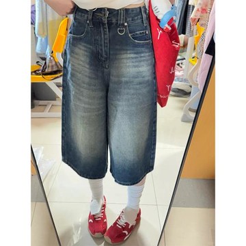 夏季七分半牛仔褲大碼女胖mm顯瘦闊腿中褲小個子薄款直筒八分短褲