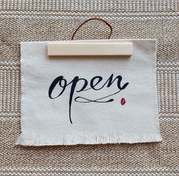 正反雙面吊牌 open closed 店家吊牌  手工繪製 刺繡