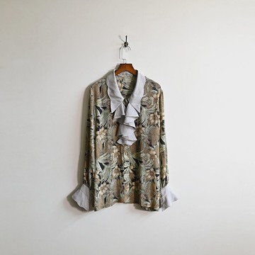 【蛋植物古著】雨花樹林印花古著襯衫