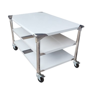 【Abis】客製商品-豪華升級版75X90CM三層圓角430不鏽鋼桌-附煞車輪/料理桌/工作台/流理台(2.5尺x3尺)