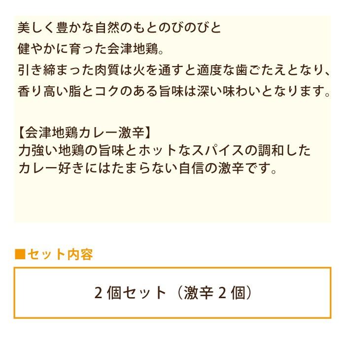 （お試し価格）会津地鶏カレー2個セット (激辛2個)*　福島県会津地鶏　お土産　おみやげ　非常食　送料無料　(メール便)