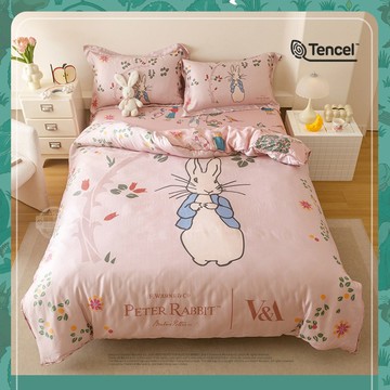 【PETER RABBIT】比得兔與V&A博物館-40支天絲床包兩用被組(雙人/加大)(正版授權/天絲/兩用被)(11380851)