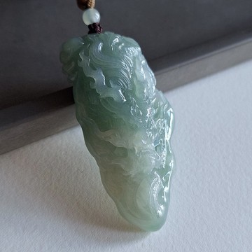 緬甸翡翠天空藍霸氣龍牌吊墜 | 天然緬甸翡翠玉器