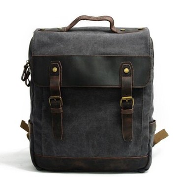 雙肩包瘋馬皮帆布後背包-韓版街頭時尚休閒男包包5色73ng59【獨家進口】【米蘭精品】