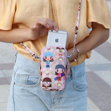 桃梓原宿風卡通單肩手機包斜挎包手腕包掛脖大號背包女休閑包零錢