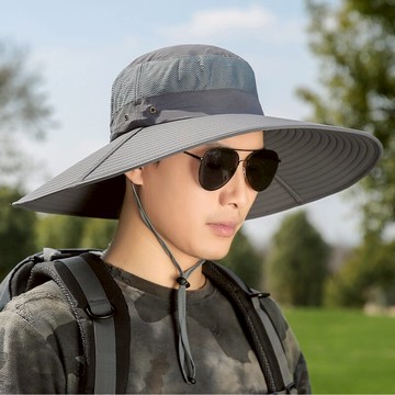 大檐遮陽帽登山防曬太陽夏天戶外垂釣防紫外線釣魚漁夫帽盆帽子男