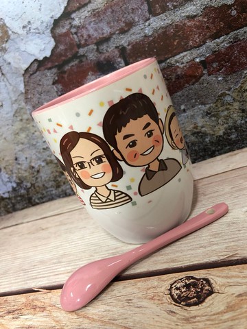 阿公阿嬤的笑容 長輩手繪Q版馬克杯 杯子 紀念禮物 客製化馬克杯