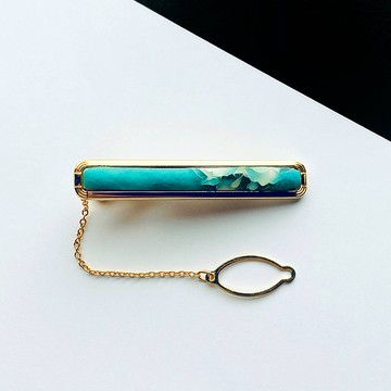 磨砂卡特蘭【翡翠翡翠】景泰藍領帶夾純銀磨砂有線景泰藍18kgf