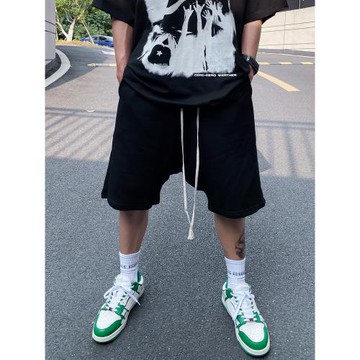 2025高街潮牌飛鼠短褲男夏季寬松五分褲嘻哈風低襠跨褲大碼哈倫褲