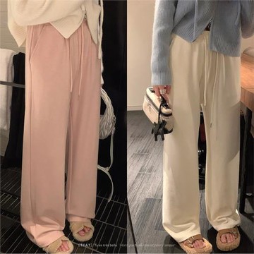 嗆口泡菜 三色羊絨衛褲女2025秋冬新款高腰直筒寬松韓版垂感休閑