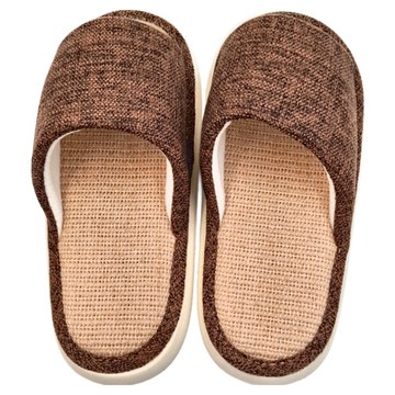 AXIS 艾克思 加厚底透氣亞麻靜音防滑室內拖鞋 男女款  40~41  咖啡色  1雙