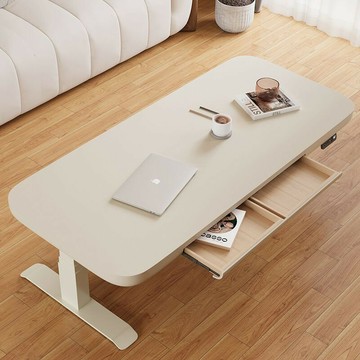 免運 公司貨 包安裝 電動升降桌 奶油風電動升降桌茶幾餐桌兩用多功能智能茶臺帶抽屜家用書桌KL69 可開發票 全館八折 工廠現貨直銷 新品特價 h11213
