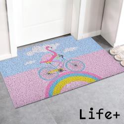 Life Plus 北歐INS風 可剪裁絲圈除塵地墊/防滑墊/腳踏墊(60*90cm) 彩虹烈鳥_H