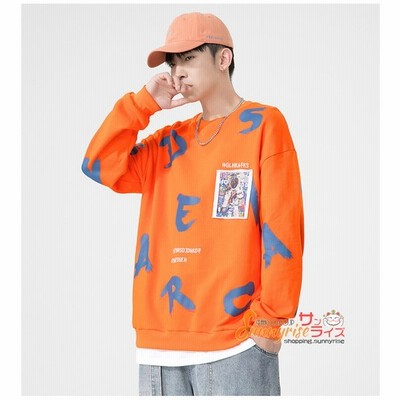 メンズ Tシャツ プルオーバー 春秋 トレーナー メンズ おしゃれ 長袖 スウェットトレーナー クルーネック スエット トップス クルーネック 2 通販 Lineポイント最大get Lineショッピング
