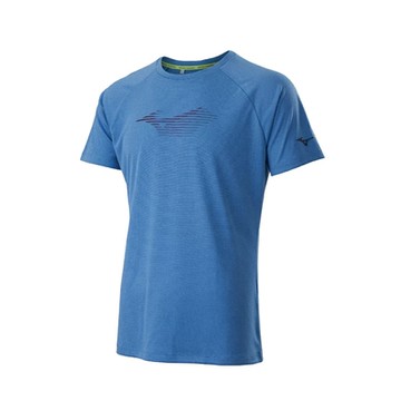 MIZUNO 美津濃 上衣 男款 短袖上衣 運動 單寧藍 J2TAB00217