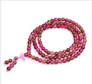 五彩石佛珠多層手鏈爆花晶108顆念珠酷似糖果手鏈1入