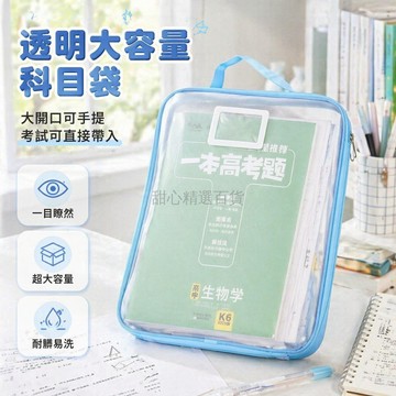 台灣出貨✨ 藍果文件袋 透明網紗資料袋 大容量開口文件夾 學生考試專用袋 手提式整理袋